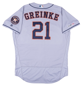 2019 Zach Greinke Game Used Houston Astros Road Jersey Photo Matched To 2 Games For 2 Wins (MLB Authenticated & Sports Investors Authentication)